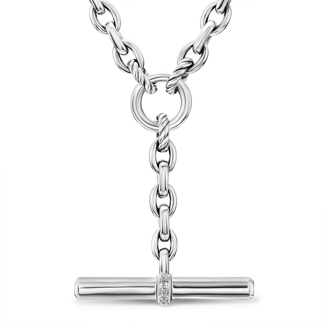 David Yurman DY Mercer® Petite Toggle Chain Necklace Sterling Silver with Diamonds, 4.5mm