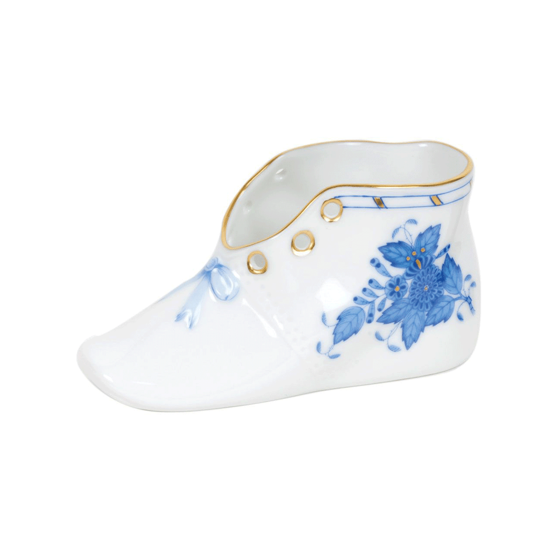 Herend Chinese Bouquet Blue Baby Shoe