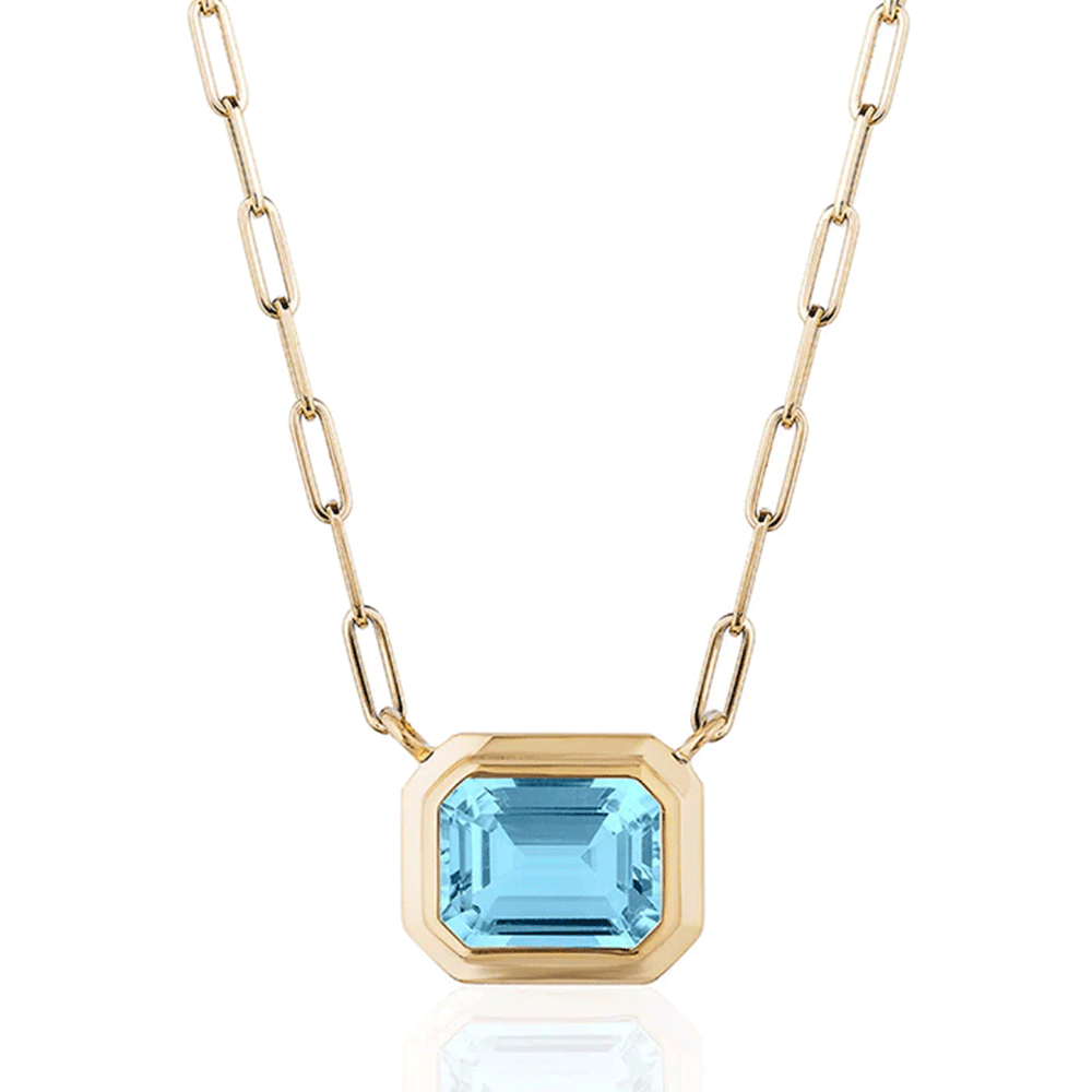 Goshwara Manhattan 18k Gold and Blue Topaz Pendant