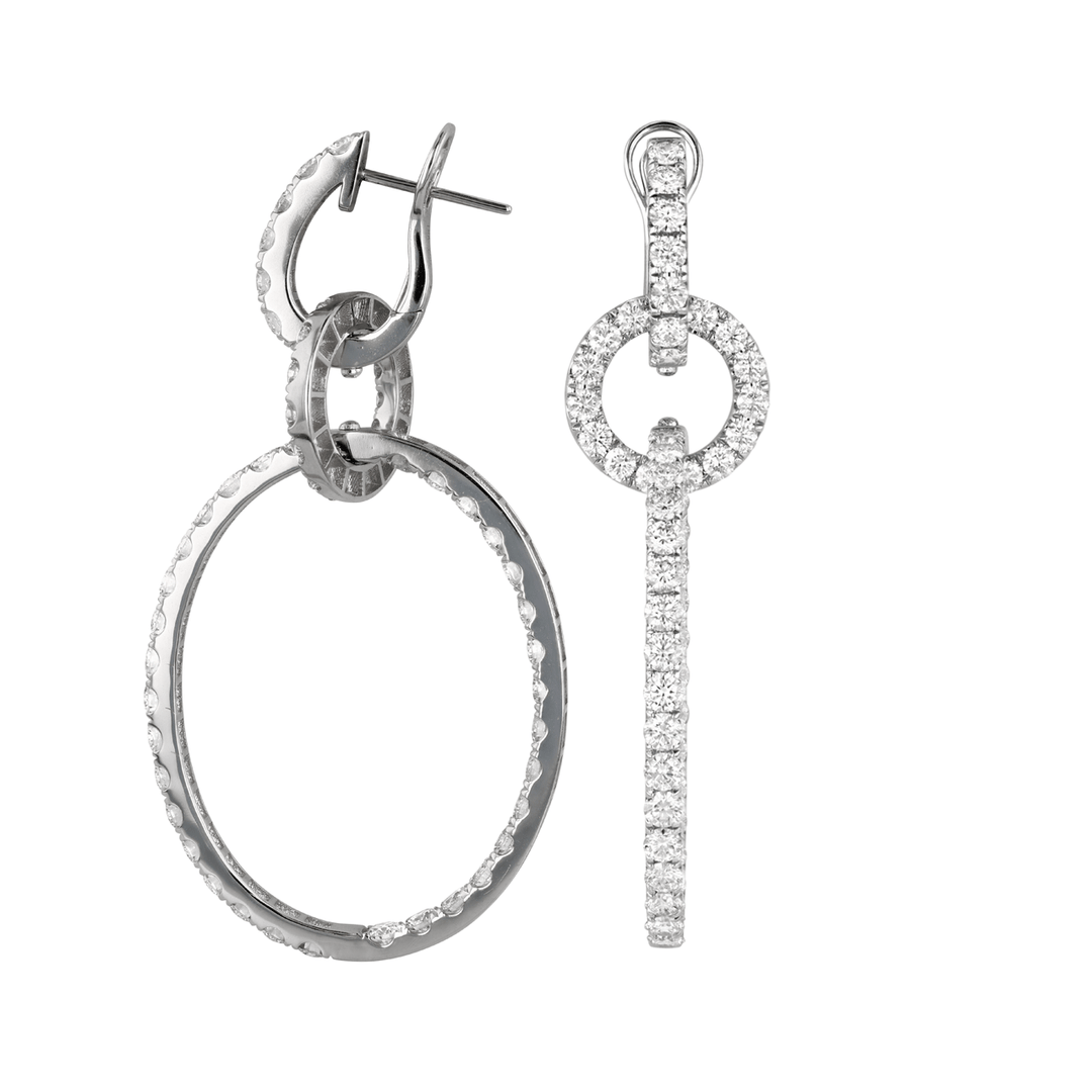 Betsey 18k White Gold and Diamond 8.56 Total Weight Drop Earrings