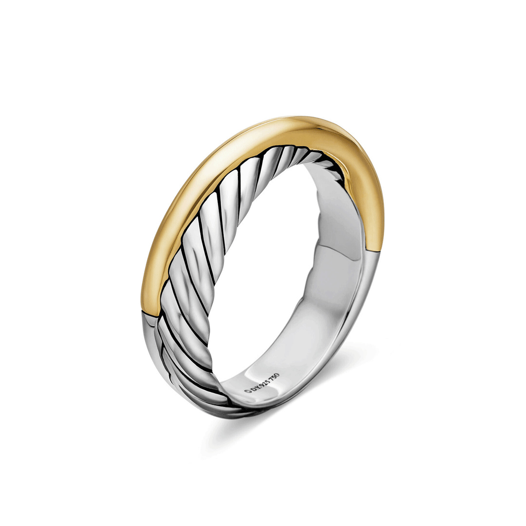 David Yurman Crossover Band Ring Sterling Silver with 18K Yellow Gold, 5.3mm