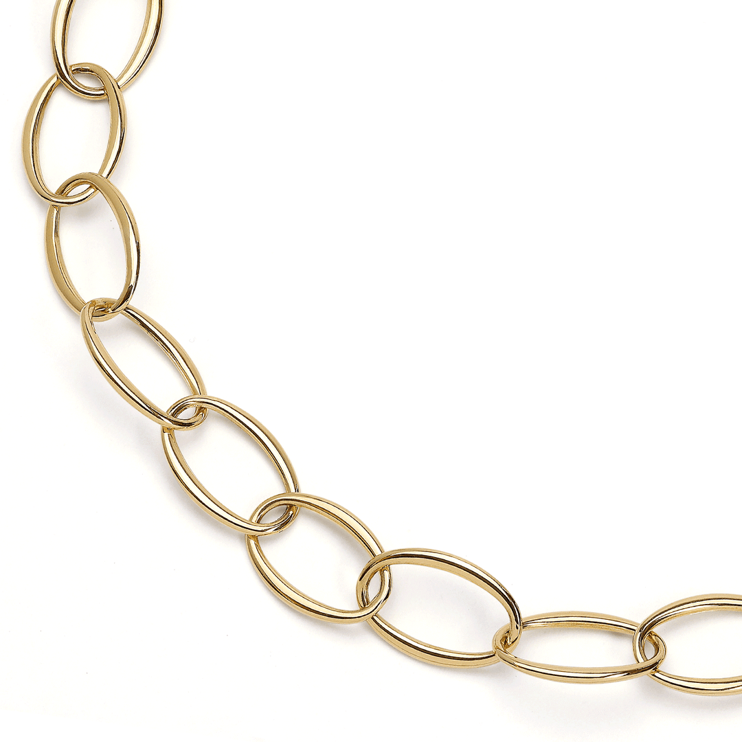 18k Yellow Gold 24 Inch Wide Oval Link Necklace