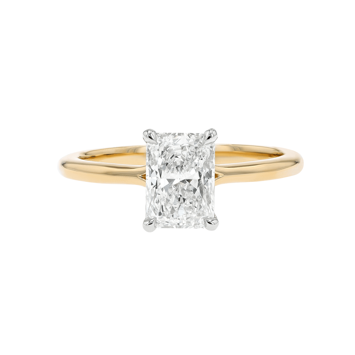 Platinum 18k Yellow Gold and  1.21 Total Weight Radiat Diamond Solitaire Ring