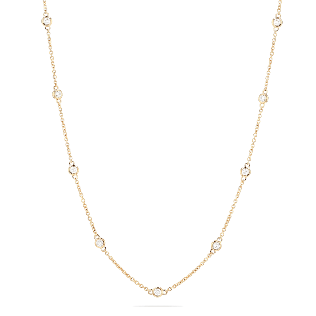 14k Gold and Diamonds By The Yard .75 Total Weight Necklace