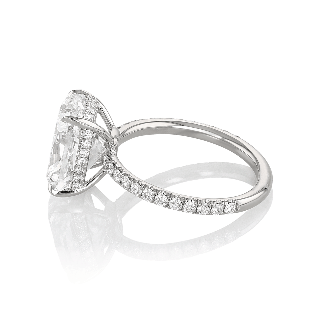 Hamilton Silhouette Collection Origin Platinum and 5.05 Total Weight Cushion Diamond Engagement Ring