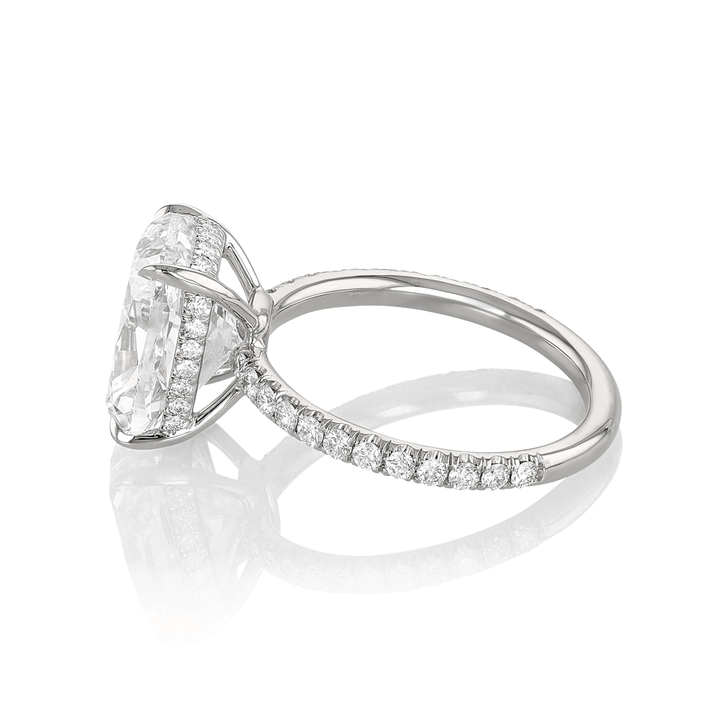 Hamilton Silhouette Collection Origin Platinum and 5.05 Total Weight Cushion Diamond Engagement Ring