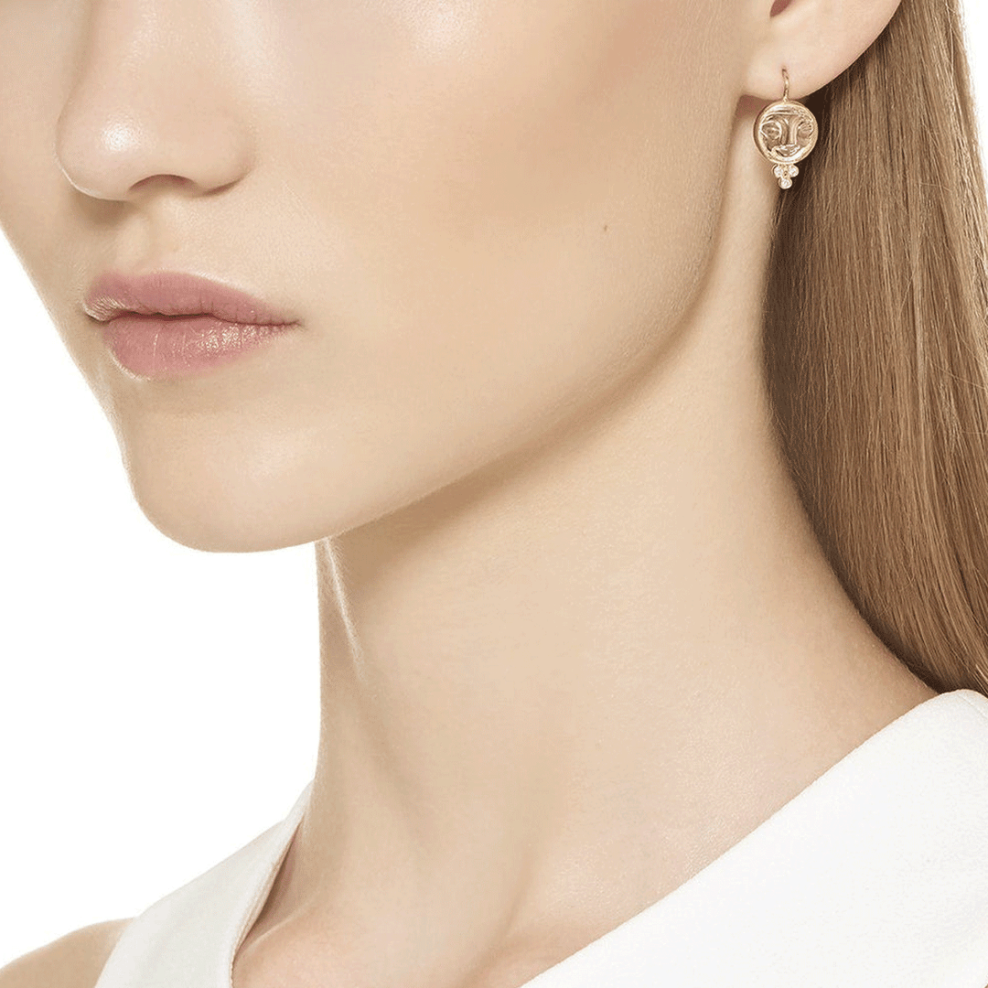 Temple St. Clair 18k Yellow Gold Moonface Earrings