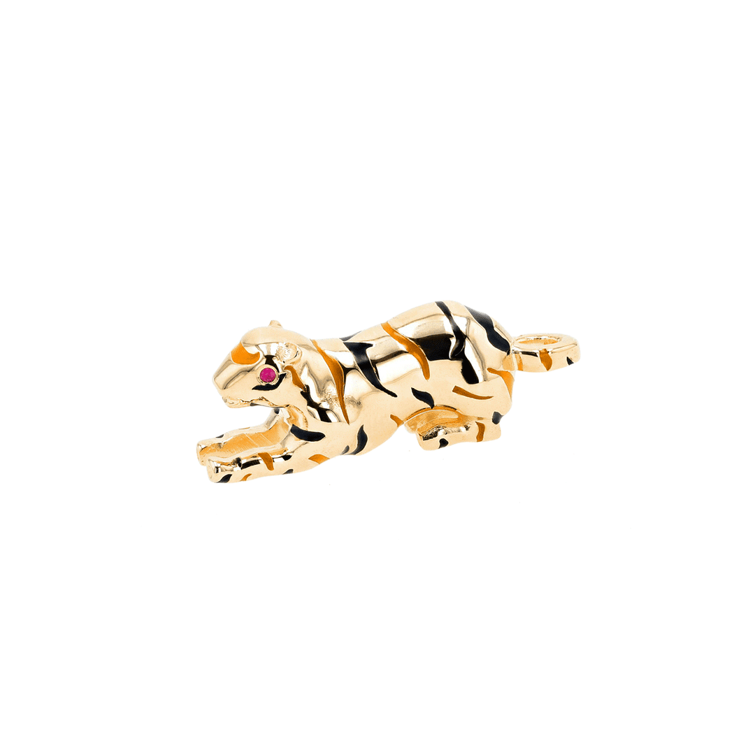 Hamilton Collection Palmer Square Enamel Tiger 14k Gold Charm