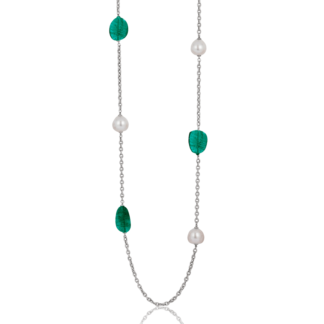 Goshwara G-One 18k Gold South Sea Pearl and Emerald Necklace