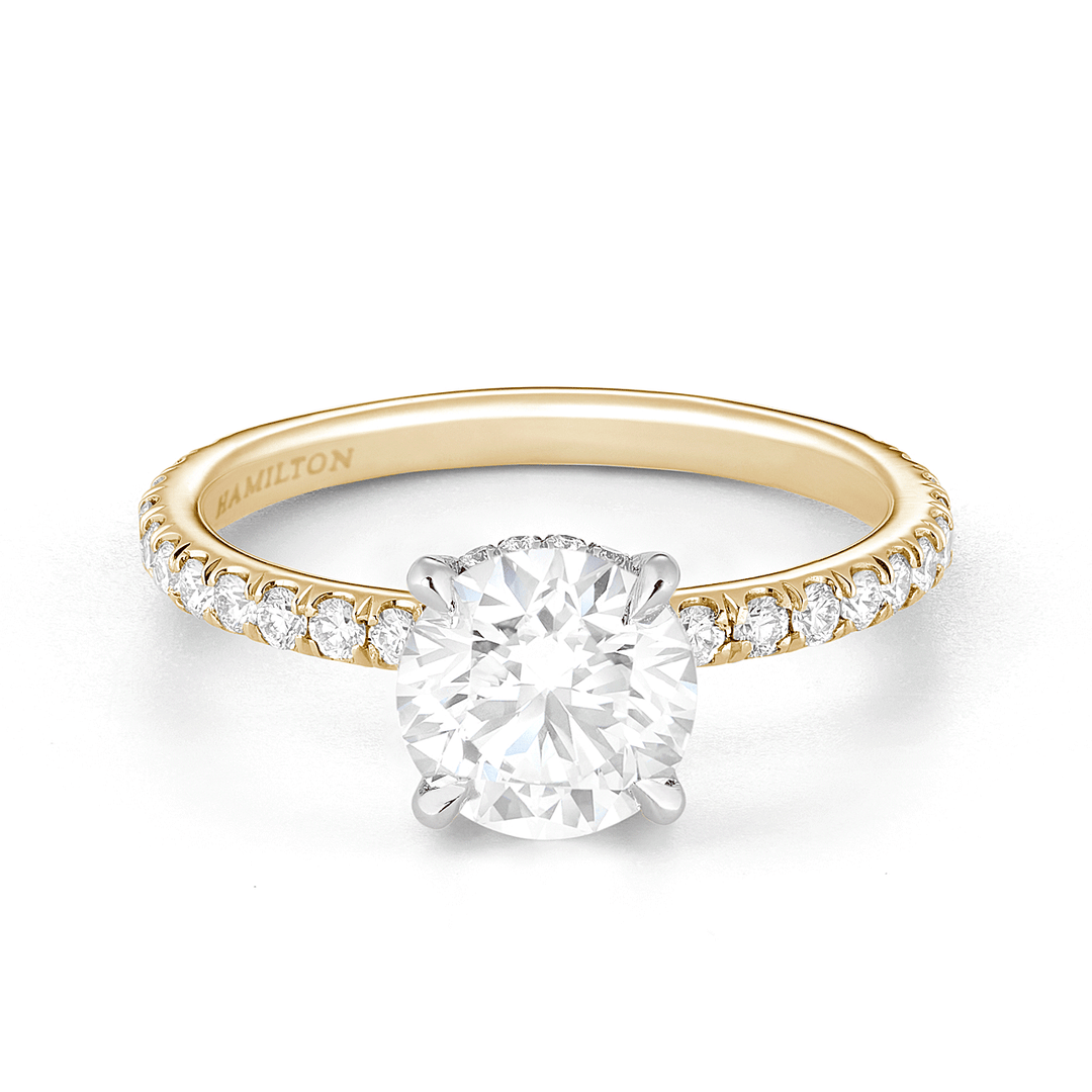 Hamilton Silhouette Collection Platinum 18k Yellow Gold and Diamond Mounting Ring