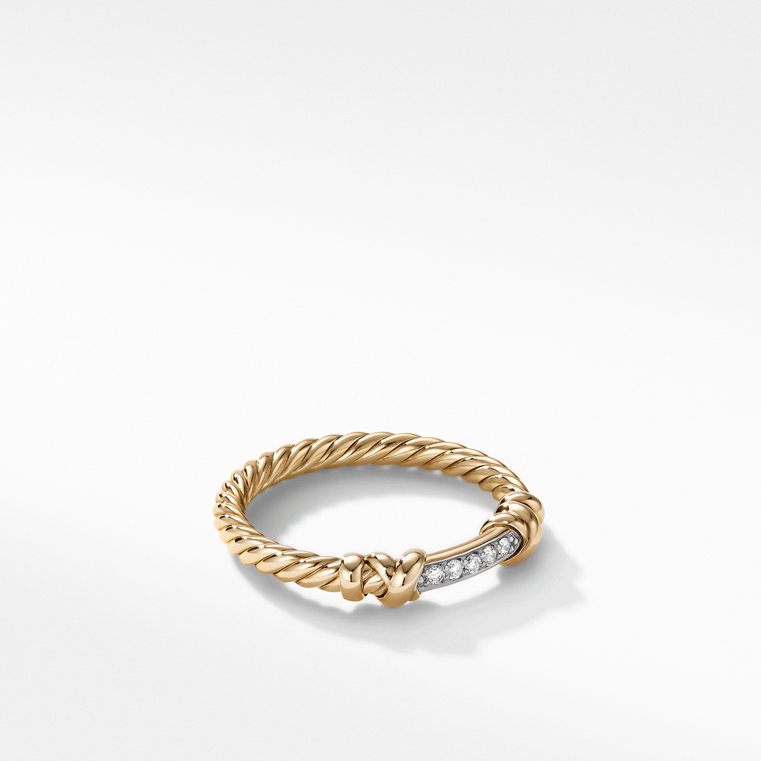 David Yurman Petite Helena Wrap Ring in 18k Yellow Gold with Diamonds,SZ6