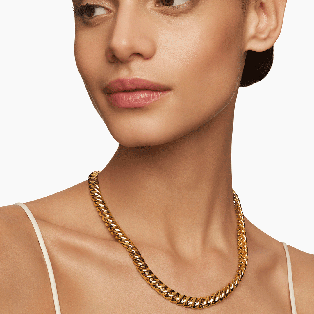 David Yuram Sculpted Cable Necklace in 18k Yellow Gold