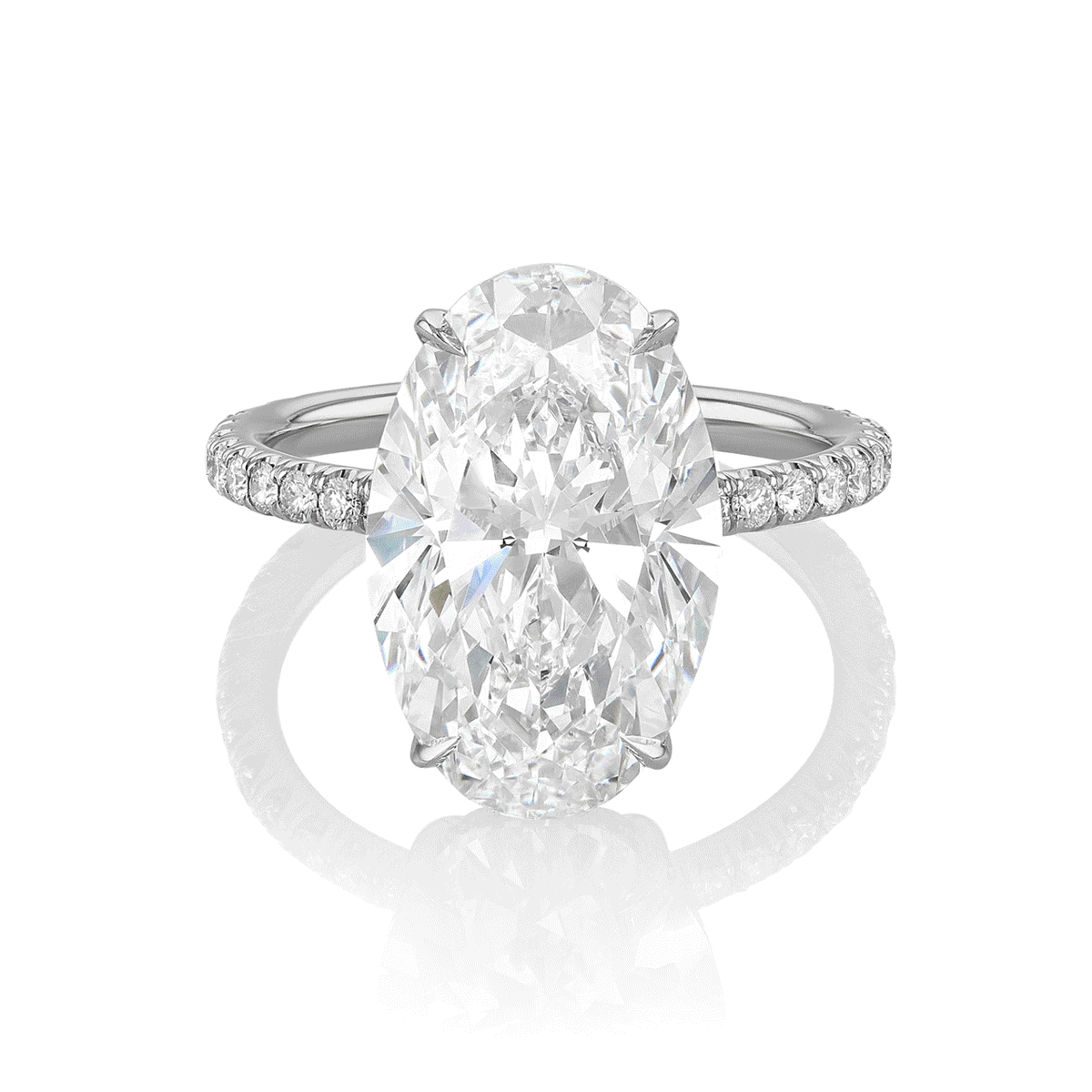 Hamilton Silhouette Collection Origin Platinum and 6.42 Total Weight Oval Diamond Engagement Ring