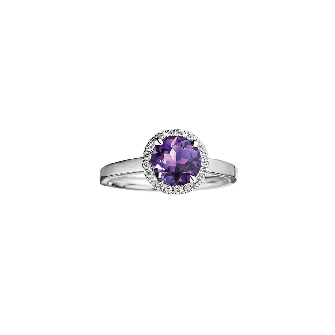 Lisette 18k Gold Amethyst 1.14 Total Weight and Diamond Ring