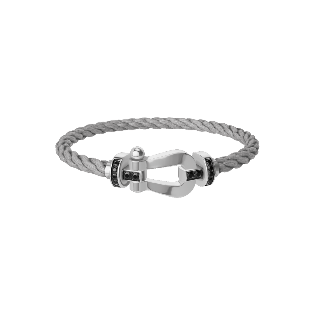 FRED Force 10 Steel Cable with 18k White LG Buckle Half Black Diamond, Exclusively at Hamilton Jewelers