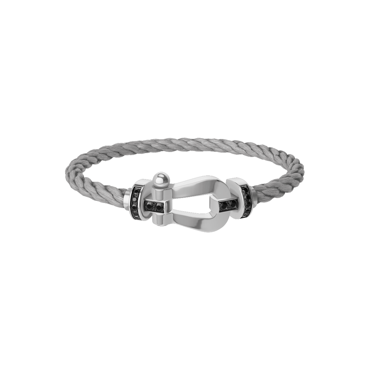 FRED Force 10 Steel Cable with 18k White LG Buckle Half Black Diamond, Exclusively at Hamilton Jewelers