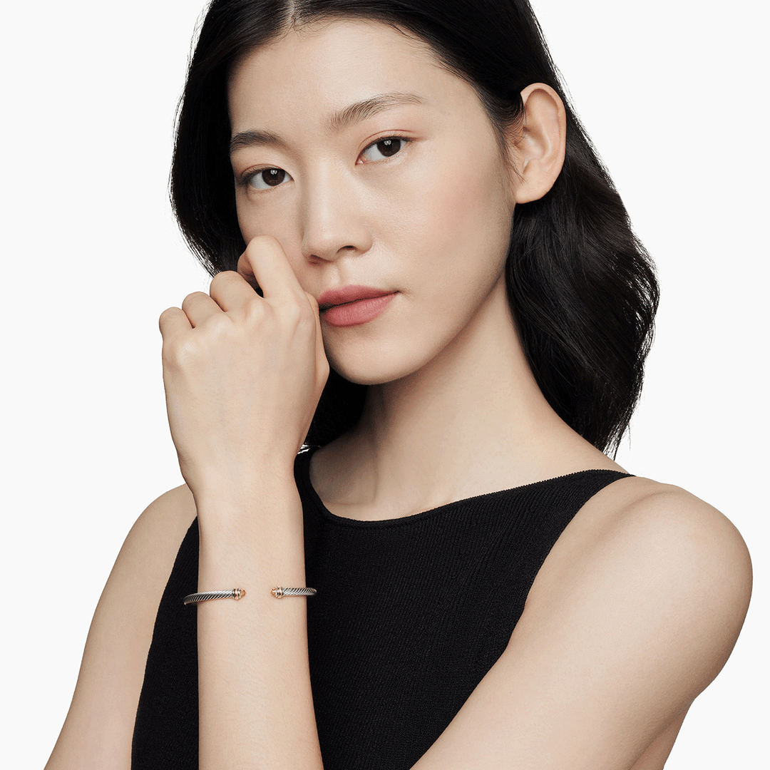 David Yurman Cable Classics Bracelet in Sterling Silver with Citrine and 18k Yellow Gold