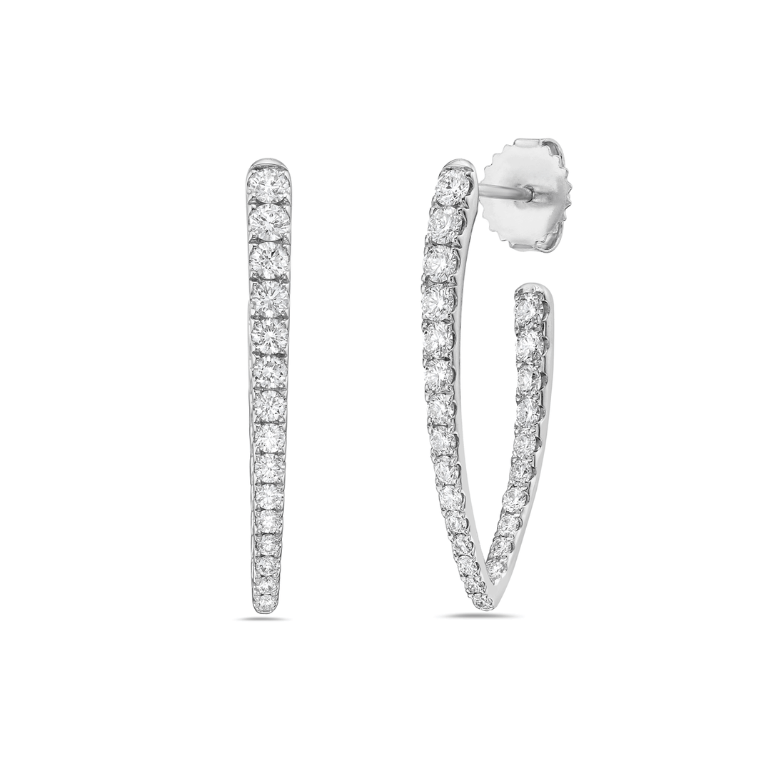 Charles Krypell 18k White Gold and 1.32 Total Weight Diamond Earrings