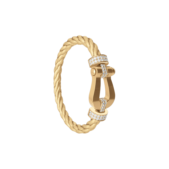FRED Force 10 Gold Cord 18k Yellow Gold EXLG Half Pave Diamond Buckle Exclusively Hamilton Jewelers