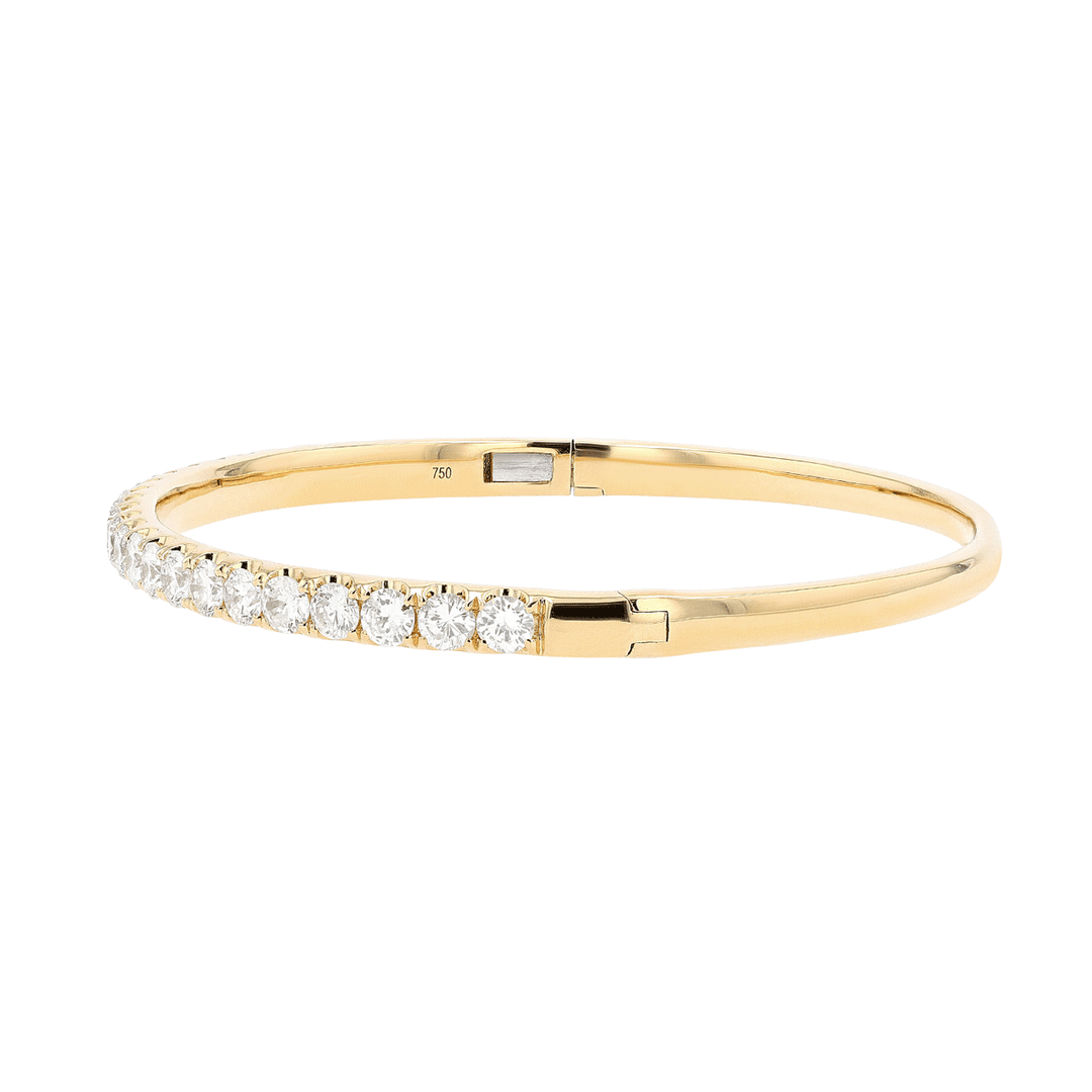 18k Yellow Gold and 3.00 Total Weight Diamond Bangle