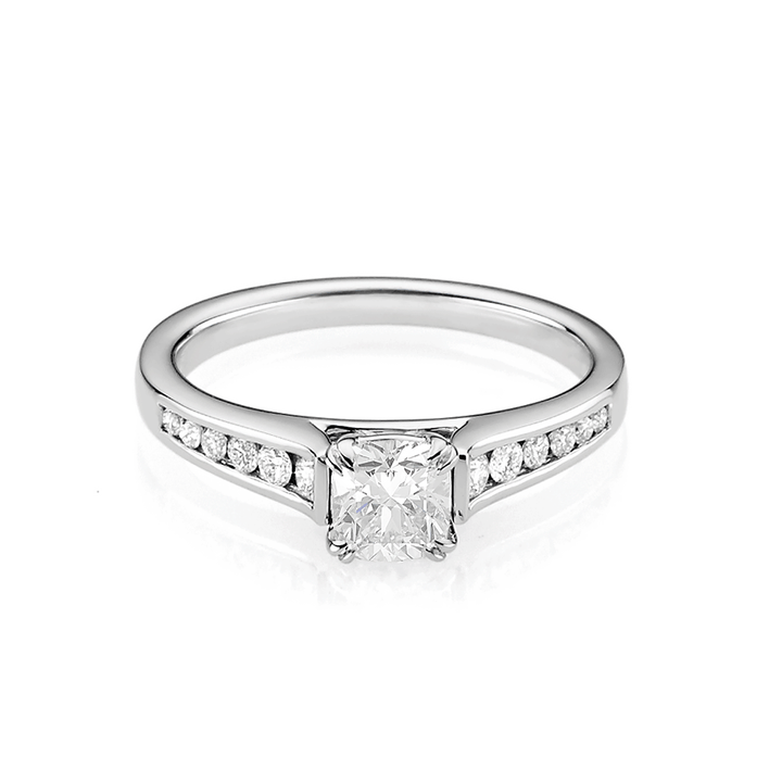 Hamilton Cherish Channel Set 18k Gold and Cushion 1.00CT Diamond Ring