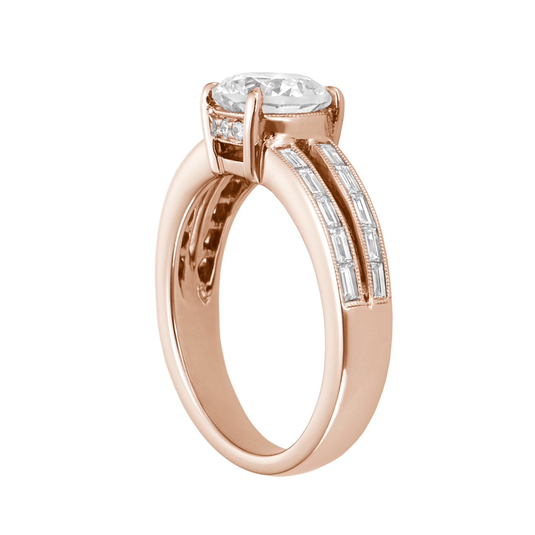 Hamilton 1912 Collection 18k Rose Gold and 0.46 Total Weight Diamond Engagement Mounting Ring