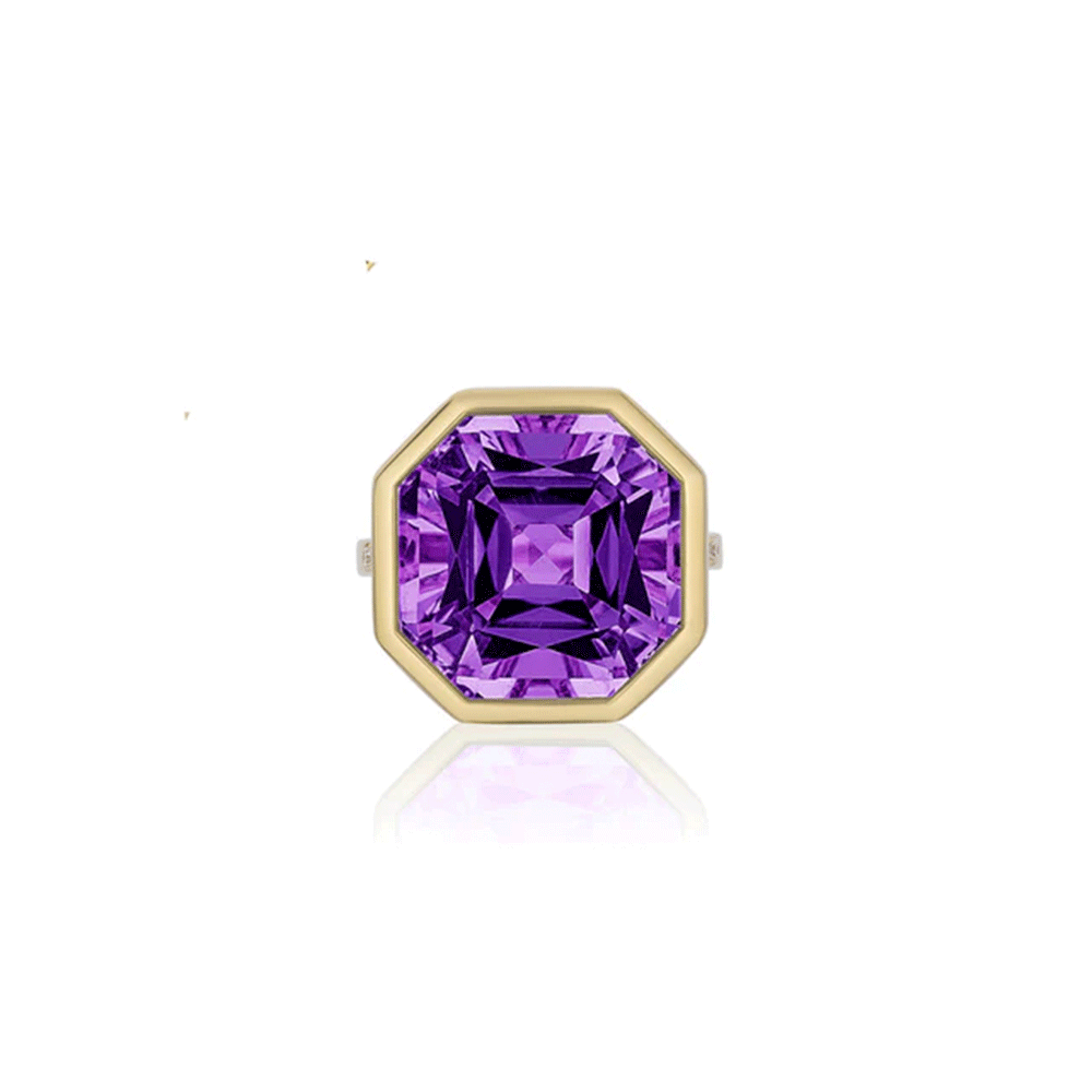 Goshwara Gossip 18k Yellow Gold and Amethyst Octagon Ring