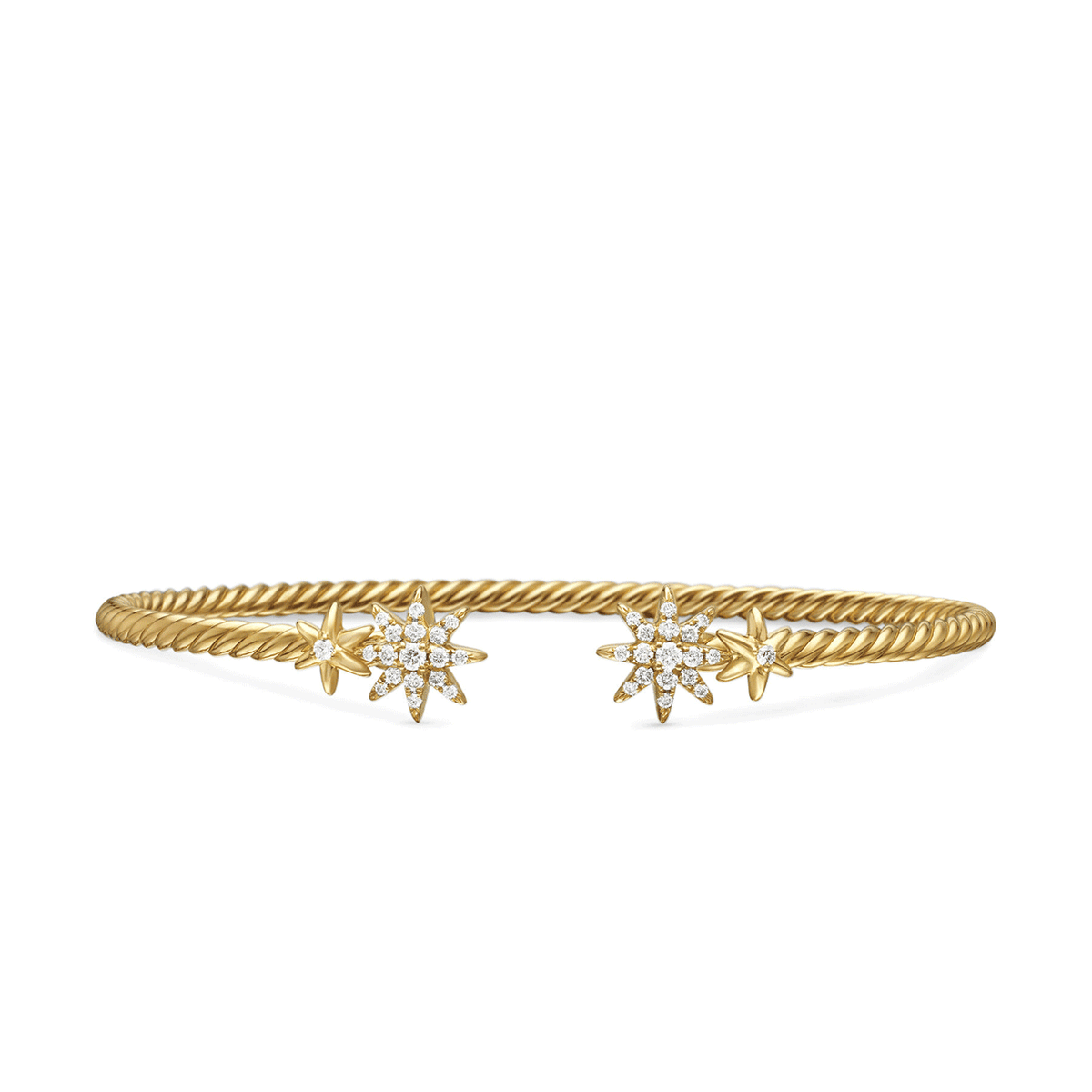 David Yurman Petite Starburst Cable Bracelet 18k Yellow Gold with Diamonds, 2.6mm