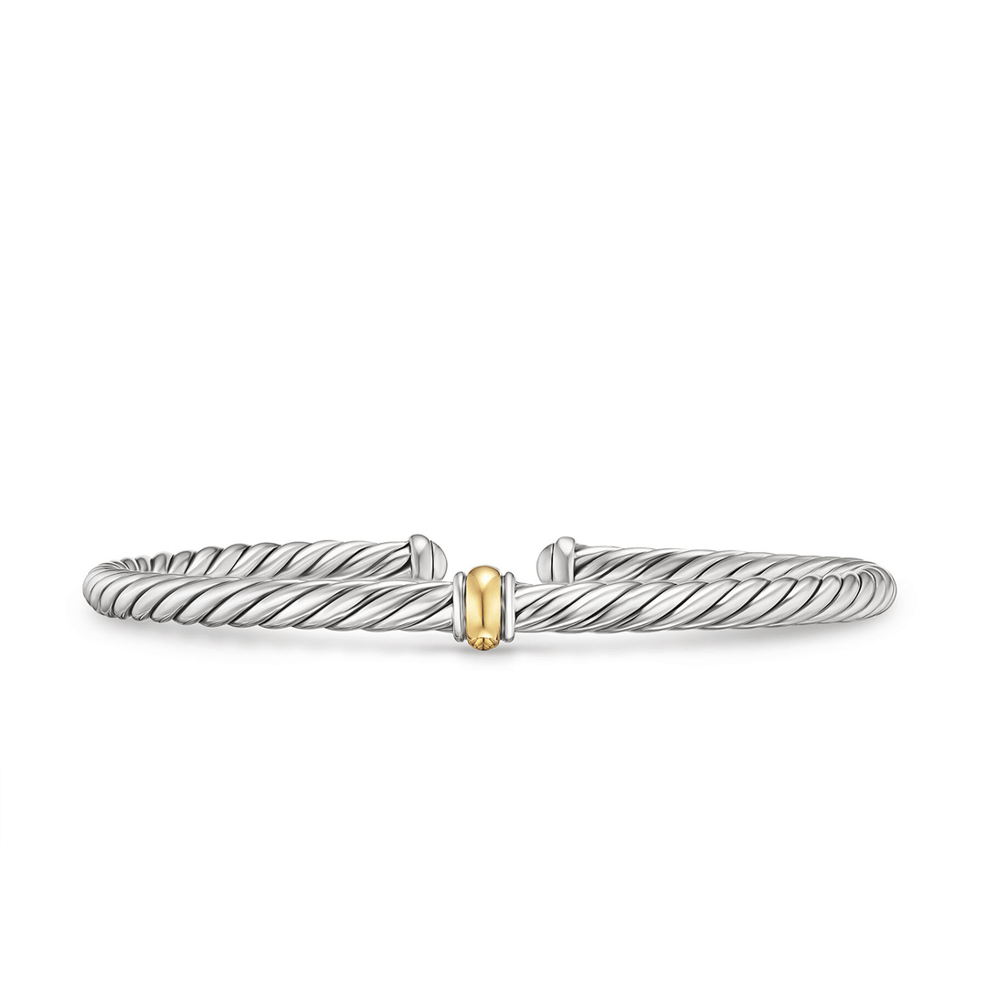David Yurman Cable Flex® Station Bracelet Sterling Silver with 14k Yellow Gold, 4mm