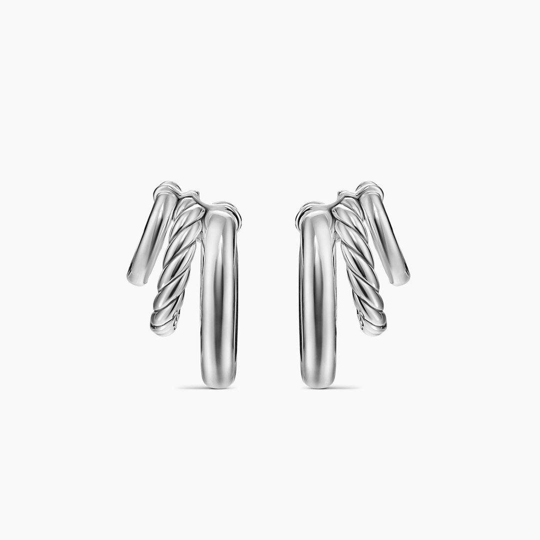 David Yurman Mercer Three Row Hoop Earrings Sterling Silver, 21mm