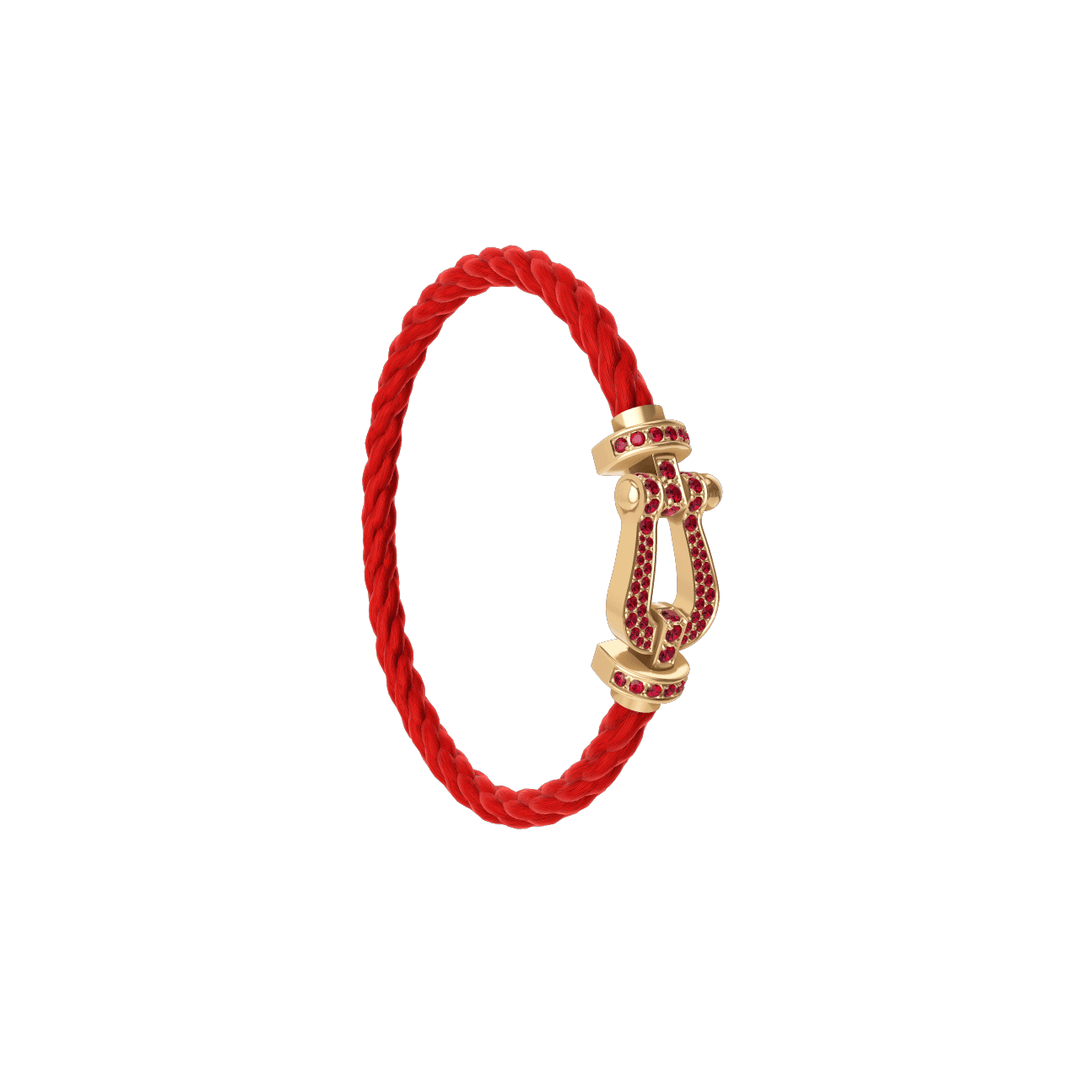 Fred FORCE 10 Red Cable 18k Yellow Gold Rubies LG Buckle, Exclusively at Hamilton Jewelers