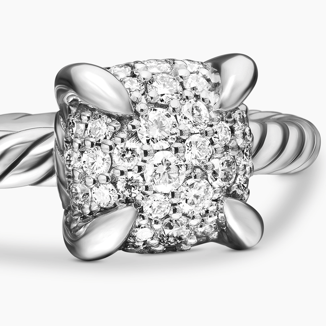 David Yurman Petite Chatelaine® Ring Sterling Silver with Pavé Diamonds, 7mm