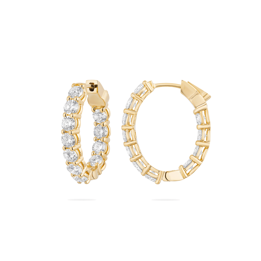 Classic 18k Gold 4.51 Total Weight Diamond In Out Hoops