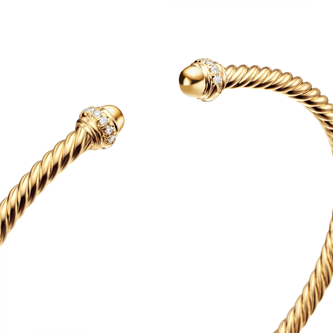 David Yurman Cable Spira Bracelet in 18k Yellow Gold with Diamonds, 3mm