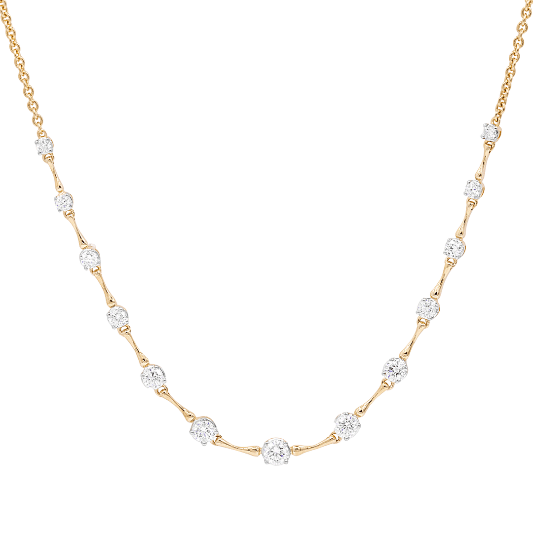 Wave 18k Yellow Gold and 1.07 Total Weight Diamond Necklace