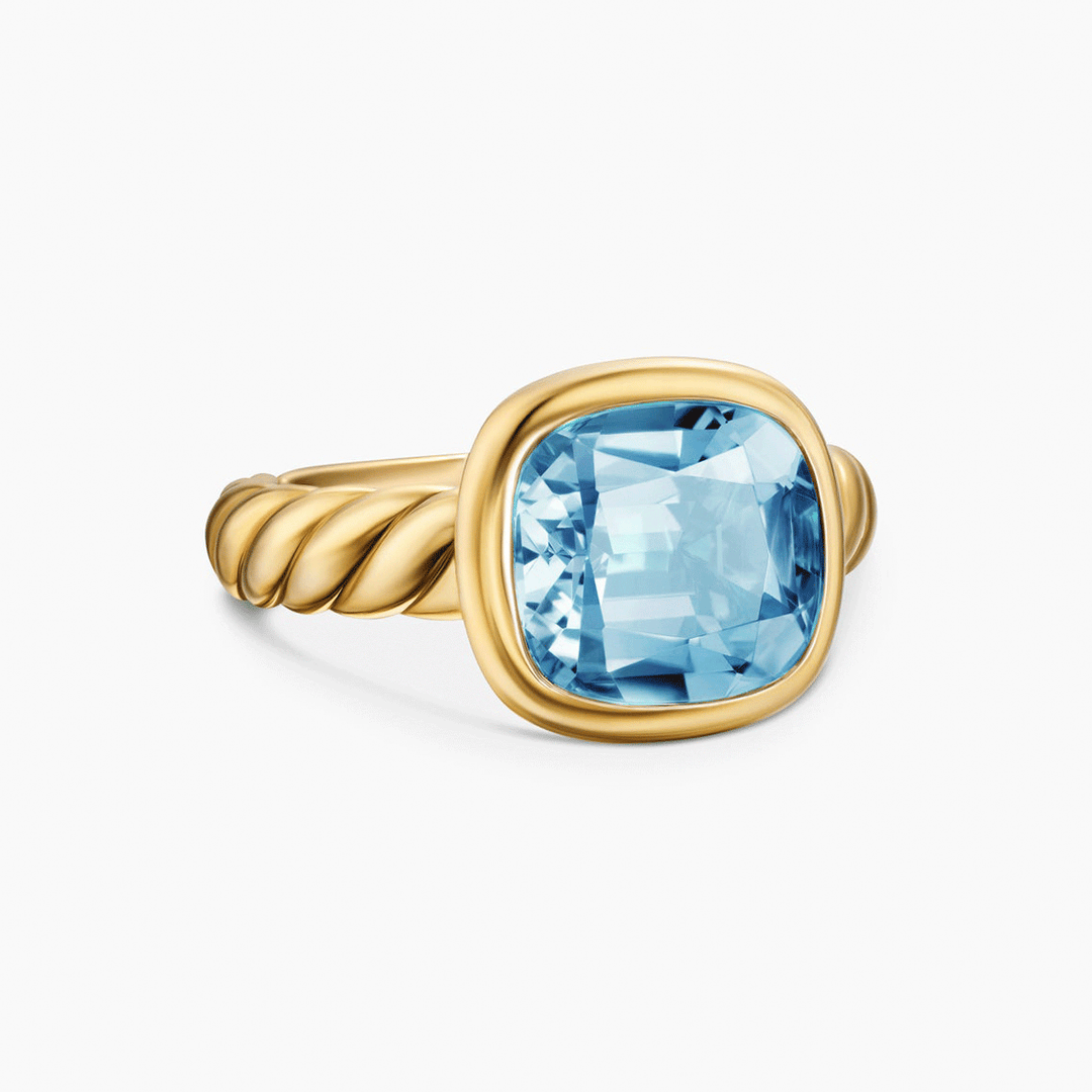 David Yurman Mercer Stone Ring 18k Yellow Gold with Sky Blue Topaz, 10mm