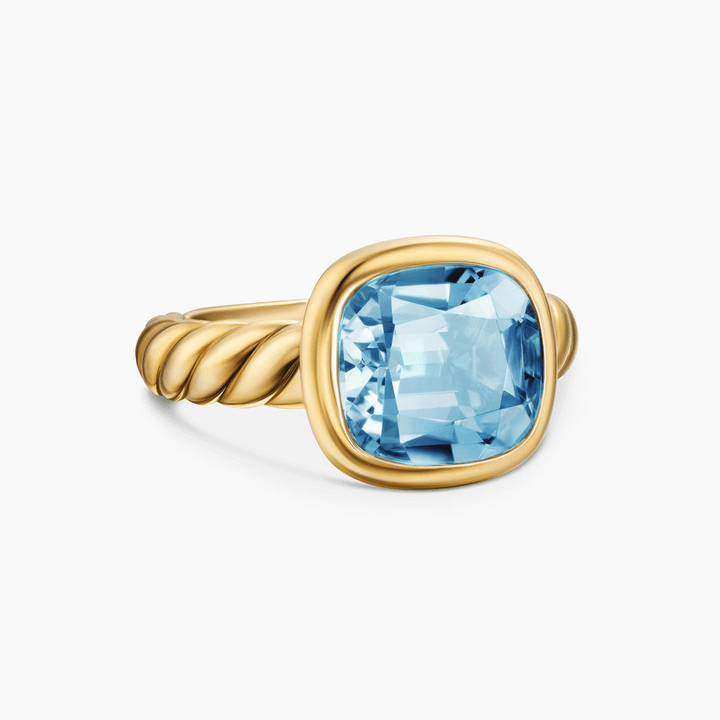 David Yurman Mercer Stone Ring 18k Yellow Gold with Sky Blue Topaz, 10mm