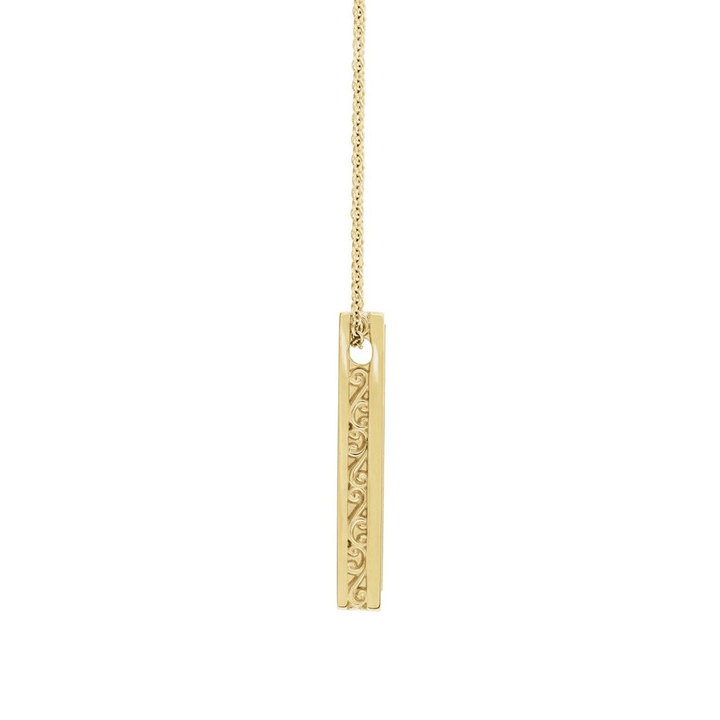 14k Yellow Gold Personalize Bar Drop Pendant