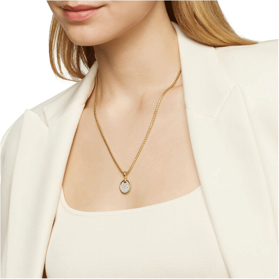 David Yurman Elements Disc Pendant in 18k Yellow Gold with Pavé Diamonds