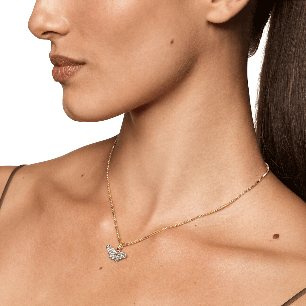 David Yurman Butterfly Amulet 18K White and Yellow Gold with Diamonds, 9.1mm