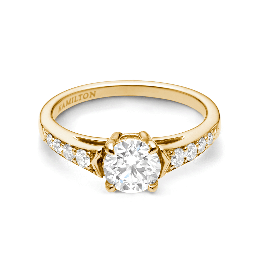Hamilton 1912 Collection 18k Yellow Gold and 0.25 Total Weight Diamond Engagement Mounting Ring