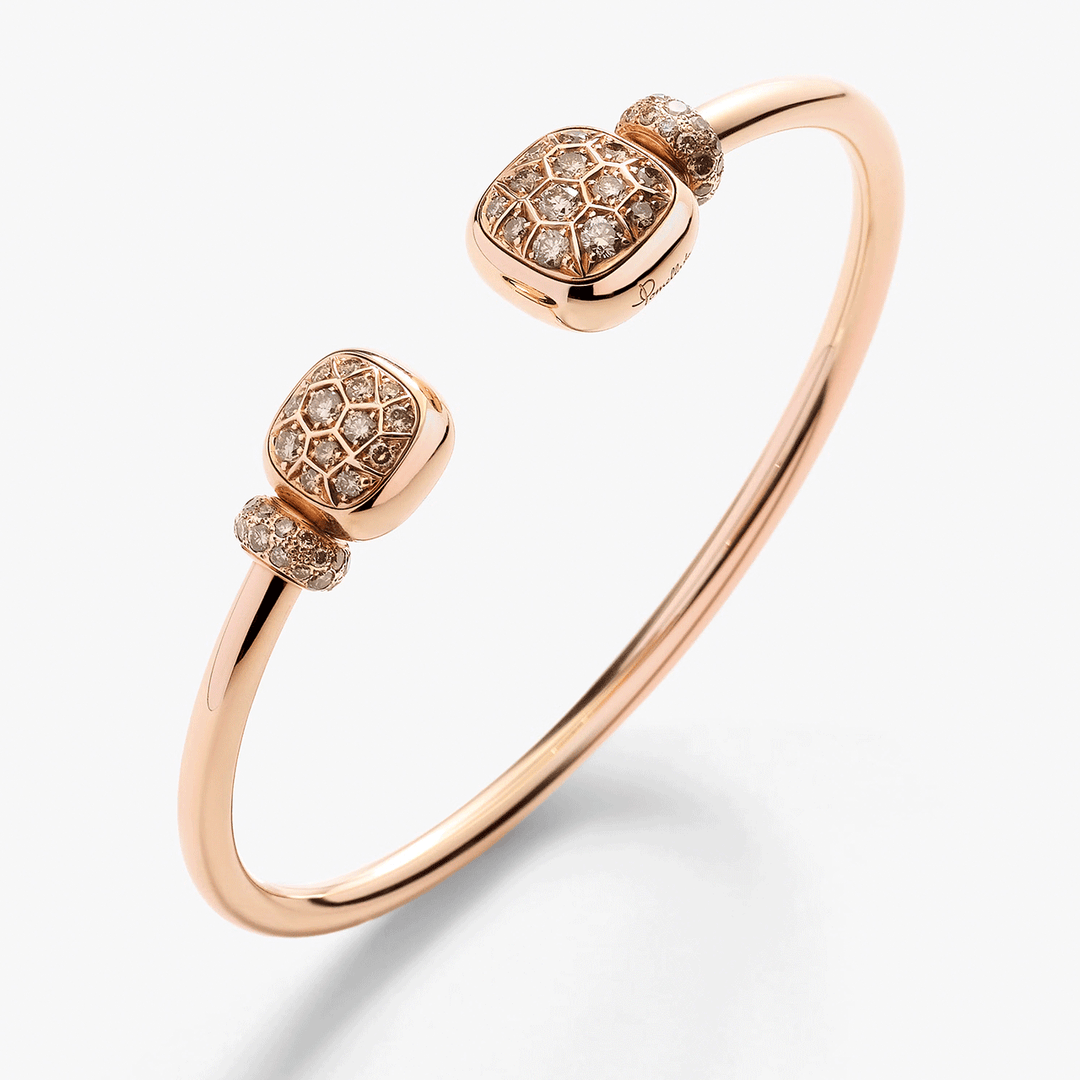 Pomellato Nudo 18k Rose Gold and Brown Diamond Cuff Bracelet