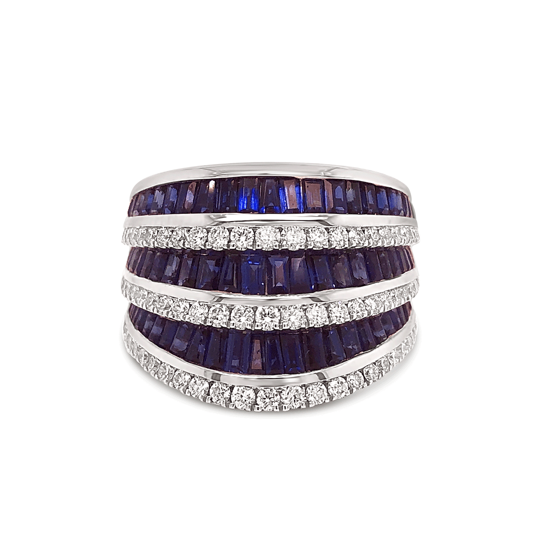 Charles Krypell Opera House 18k Gold Sapphire and Diamond Ring