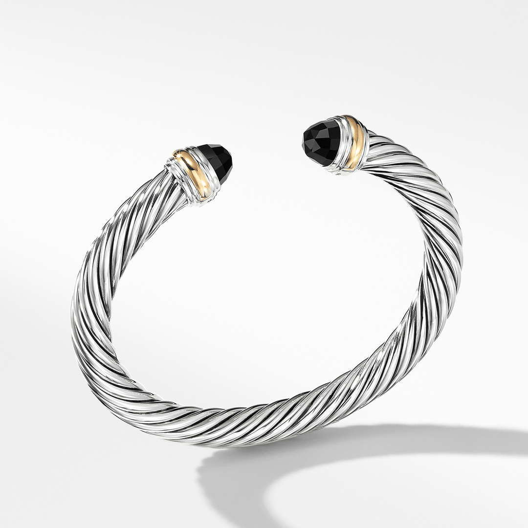 David Yurman Cable Classic Collection Bracelet with Black Onyx and 14k Yellow Gold