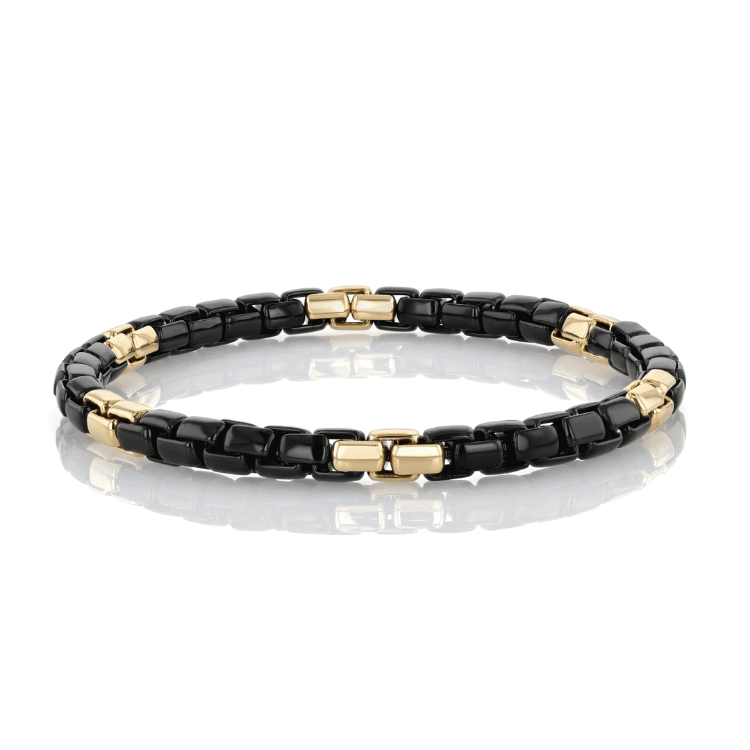 Hamilton Men's Collection 18k Yellow Gold and Black Rhodium 5.8mm Round Box Flex Bracelet