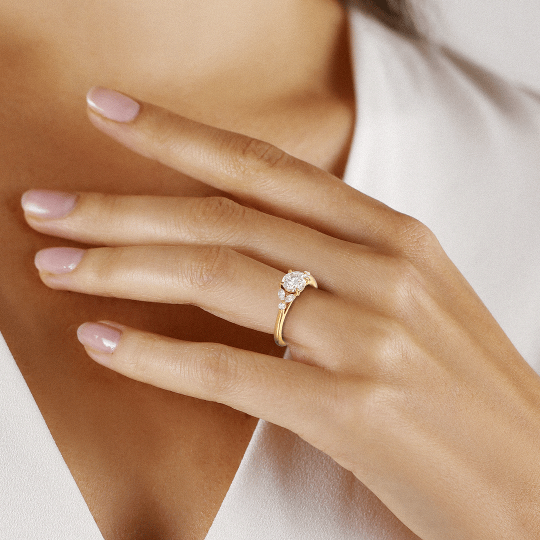 Hamilton Fleur Collection 18k Yellow Gold and 1.01 Total Weight Diamond Engagement Ring