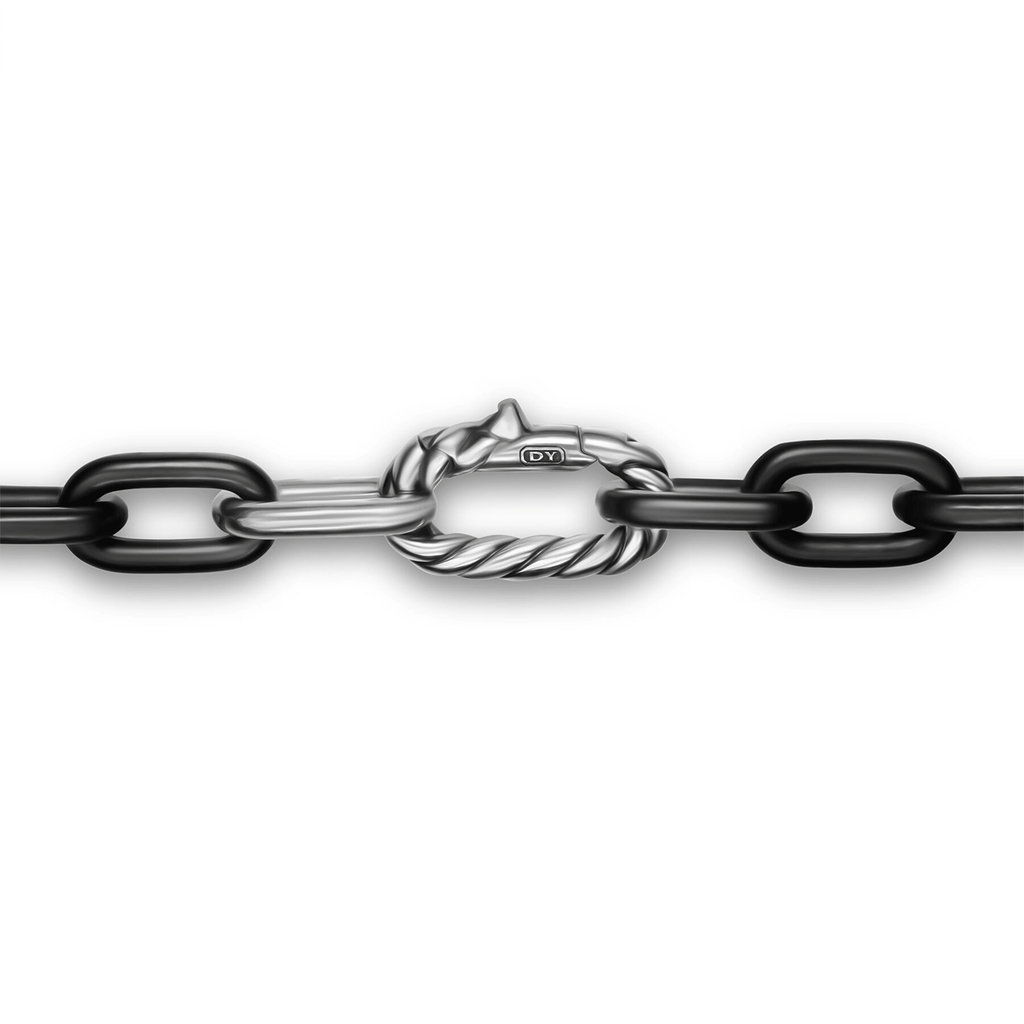 David Yurman DY Madison® Chain Necklace Black Titanium with Sterling Silver 8.5mm 22 Inch