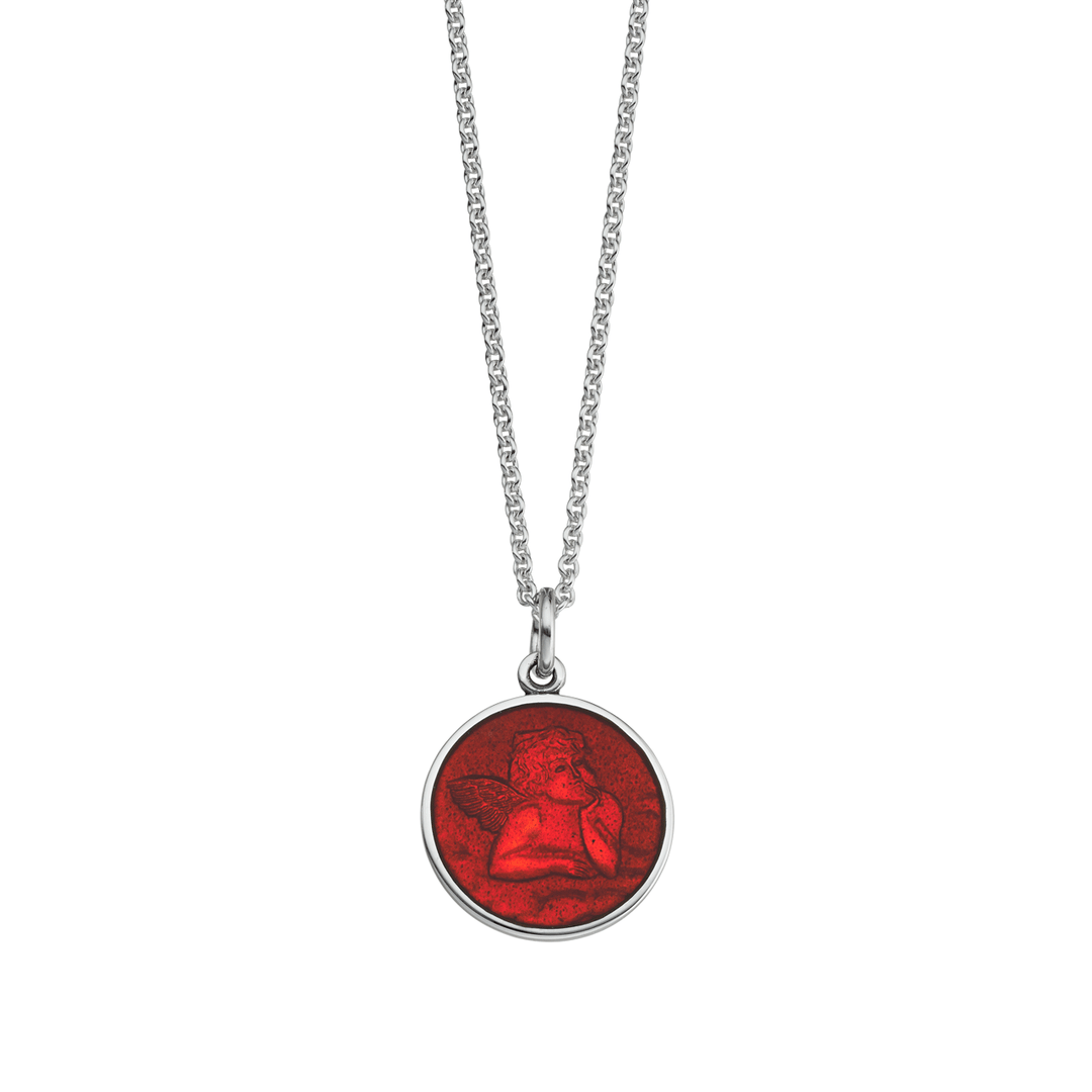 Guardian Angel Small Red Enamel Pendant