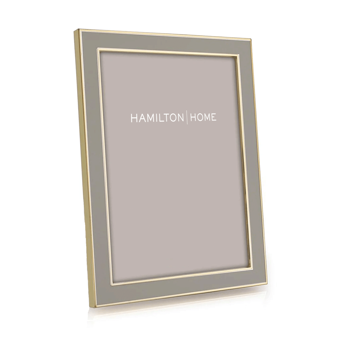 Taupe Enamel and Gold 5 x 7 Frame