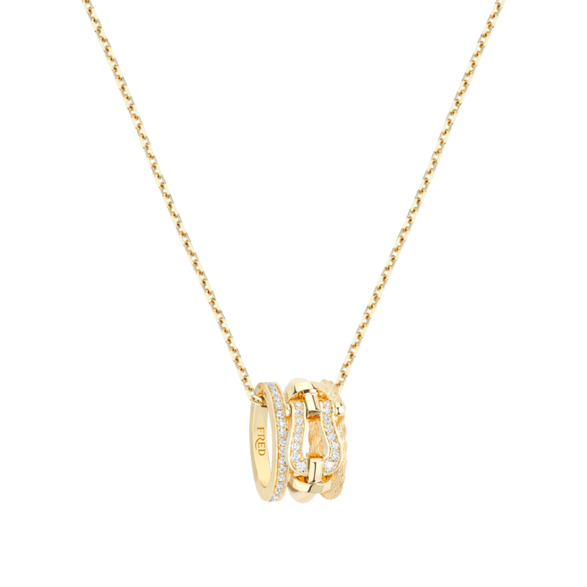 FRED Force 10 Rise 18k Yellow Gold and Diamond Small Pendant